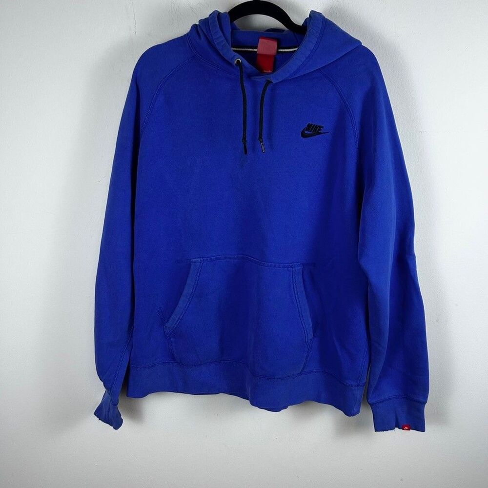 Nike Club Fleece Hoodie Mens XL Blue Pullover Sweatshirt Embroidered Logo